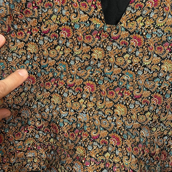 Julian Chang Silk Fitted Deep Decollate Jacquard sleeveless top size 8- vintage - Picture 11 of 12